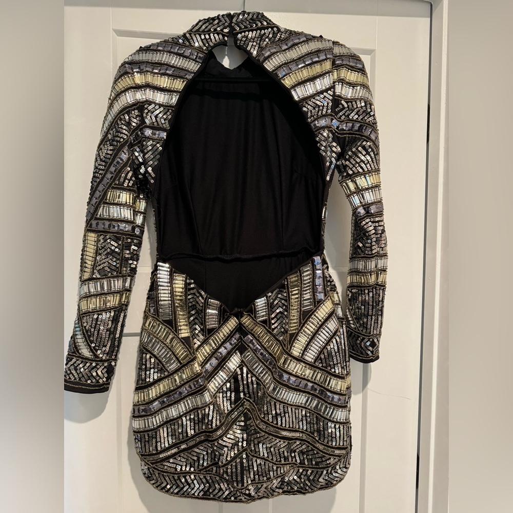Peace + Love Black High Neck Embellished Bodycon Dress - Picture 12 of 16